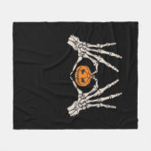 Couverture Polaire Skeleton Coeur main et Citrouille Drôle Hondelle c (Devant (Horizontal))