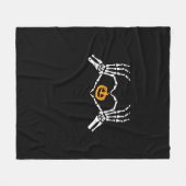 Couverture Polaire Skeleton Coeur main Halloween Costume Citrouille (Devant (Horizontal))