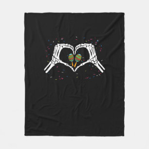 Couverture Polaire Skeleton Coeur main Maracas Cinco De Mayo Mexicain