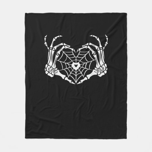 Couverture Polaire Skeleton Coeur main Spiderweb Halloween Cobweb Par (Devant)