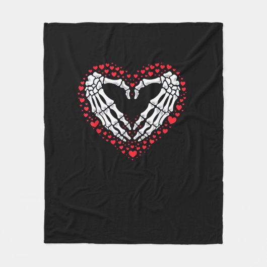 Couverture Polaire Skeleton Coeur main Valentines Jour Drôle Couple C (Devant)