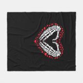 Couverture Polaire Skeleton Coeur main Valentines Jour Drôle Couple C (Devant (Horizontal))