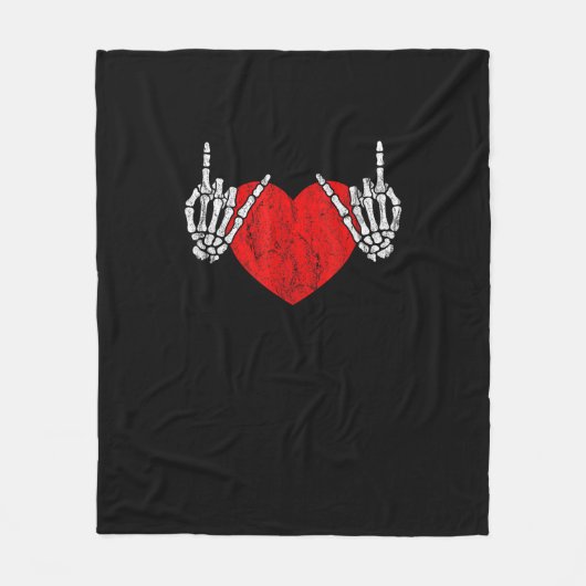 Couverture Polaire Skeleton Coeur Mains Et Rouleau, Valentines Hallow (Devant)