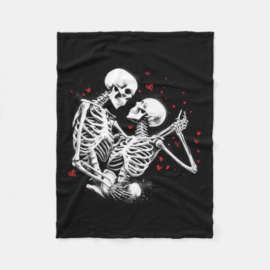 Couverture Polaire Skeleton Couple pour la Saint Valentin d'Halloween (Devant)
