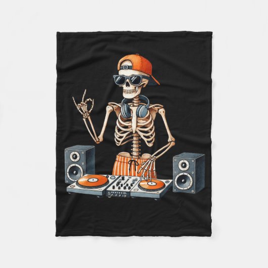 Couverture Polaire Skeleton Dj Halloween Costume Turntable Music Funn (Devant)