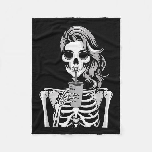 Couverture Polaire Skeleton Drinking Beverage Monochrome Gothic Hallo (Devant)