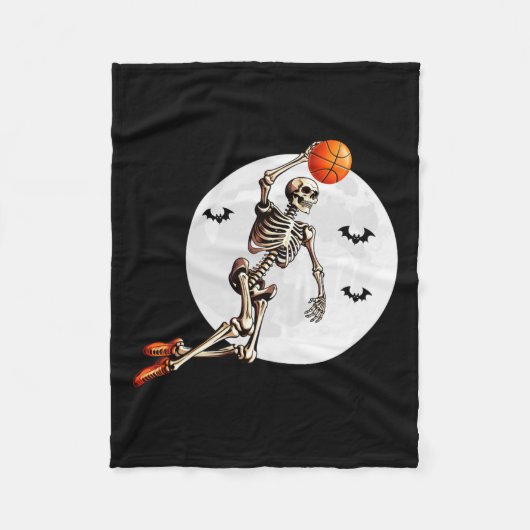 Couverture Polaire Skeleton Dunk Joueur de basket-ball Halloween Moon (Devant)
