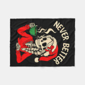 Couverture Polaire Skeleton Girl Santa Drinking Coffee Xmas Funny Sku (Devant (Horizontal))