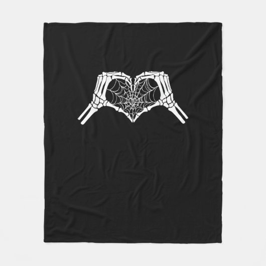 Couverture Polaire Skeleton Heart Hands Spiderweb Halloween Éffrayant (Devant)