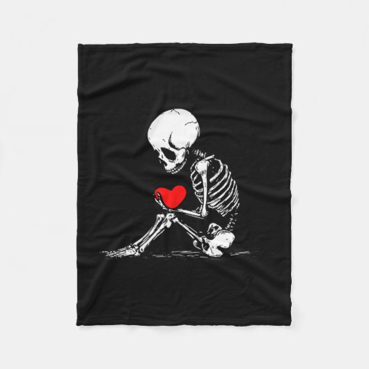 Couverture Polaire Skeleton Heart Valentines Emo Gothic Minimalist Ck (Devant)