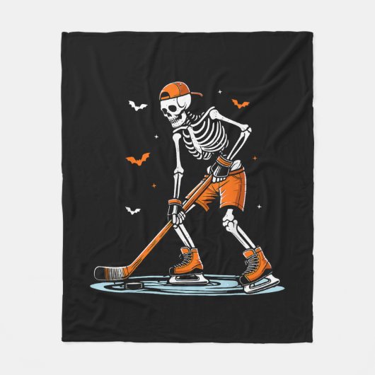 Couverture Polaire Skeleton Hockey sur glace Halloween garçons Drôle (Devant)