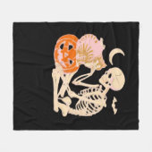 Couverture Polaire Skeleton Hugging Cat Halloween Amoureux des chats  (Devant (Horizontal))