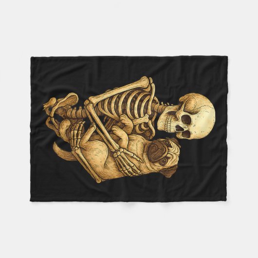 Couverture Polaire Skeleton Hugging Pug Halloween Pugs Lover Pug Mom (Devant (Horizontal))