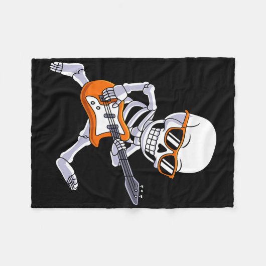 Couverture Polaire Skeleton Jouer Guitare Rock Et Roll Boys Enfants (Devant (Horizontal))
