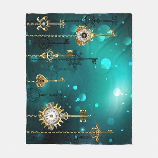 Couverture Polaire Skeleton Keys on Green Background (Devant)