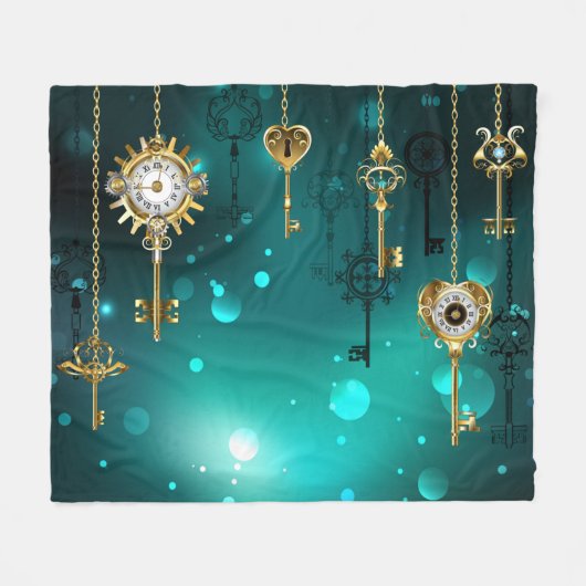 Couverture Polaire Skeleton Keys on Green Background (Devant (Horizontal))