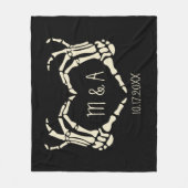 Couverture Polaire Skeleton Main Forme de coeur Mariage personnalisé (Devant)