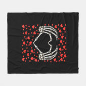 Couverture Polaire Skeleton Main Rouge Coeur Anniversaire Saint-Valen (Devant (Horizontal))