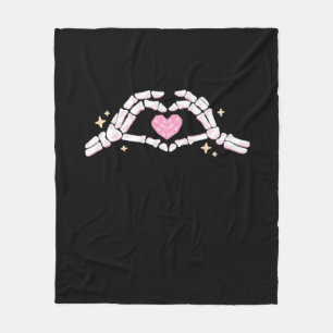 Couverture Polaire Skeleton Mains Coeur drôle