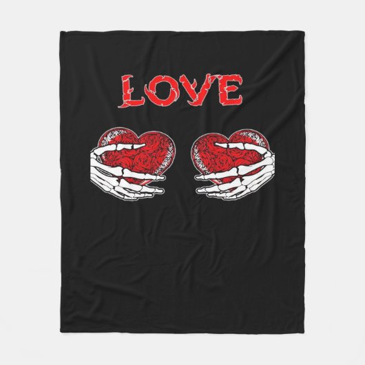 Couverture Polaire Skeleton Mains Coeur Drôle Design (Devant)