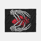 Couverture Polaire Skeleton Mains tenant Coeur Halloween Costume Wom (Devant (Horizontal))