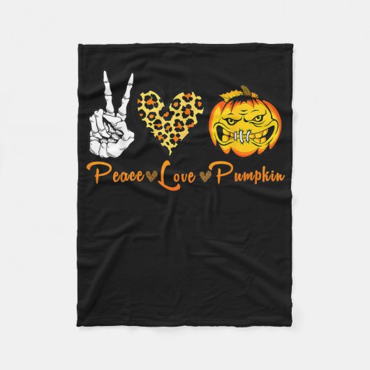 Couverture Polaire Skeleton Peace Leopard Love Citrouille effrayant H (Devant)