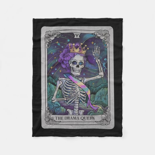 Couverture Polaire Skeleton Queen Tarot Card Gothique Witchy Hallowee (Devant)