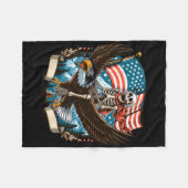 Couverture Polaire Skeleton Riding Eagle Usa American 4 juillet Pat (Devant (Horizontal))