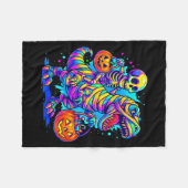 Couverture Polaire Skeleton Riding Mummy Dinosaur T Rex Halloween Fun (Devant (Horizontal))