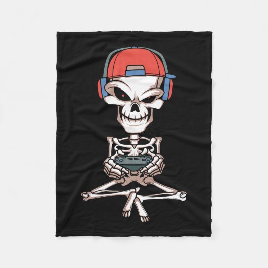Couverture Polaire Skeleton Skull Vidéo Gamme Halloween tenue Hommes  (Devant)