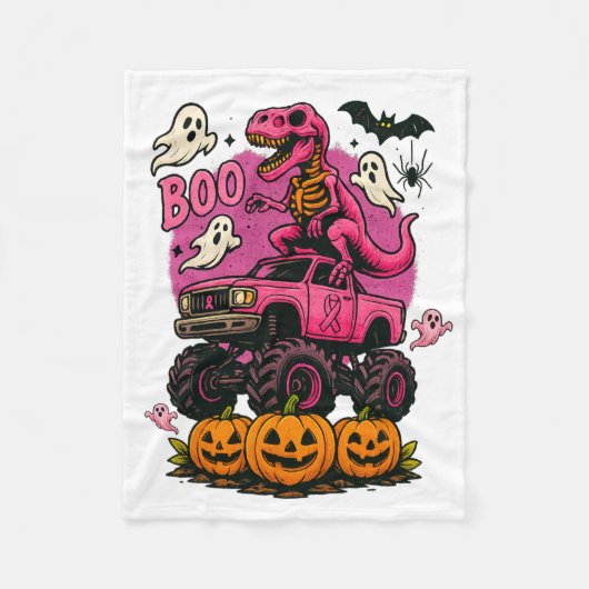 Couverture Polaire Skeleton T Rex Dinosaur Monster Truck Citrouille B (Devant)