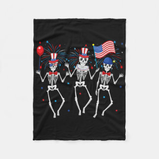 Couverture Polaire Skeletons dansants 4 juillet drôle d'indépendance