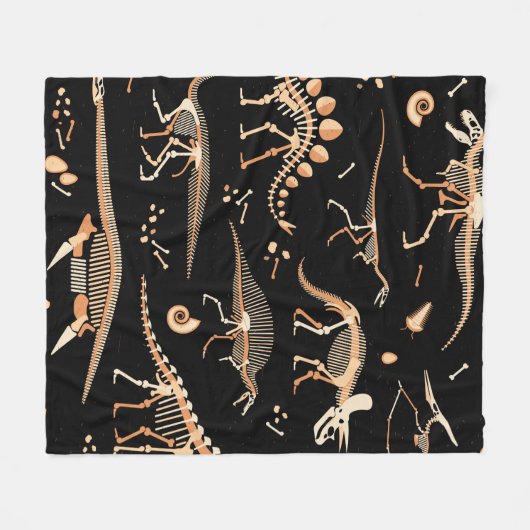 Couverture Polaire Skeletons de dinosaures et fossiles motif (Devant (Horizontal))
