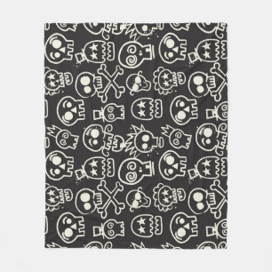 Couverture Polaire Sketchchy noir crâne papier peint sans couleur
