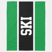 Couverture Polaire Ski amusant Athlète Noir Blanc Bleu Vert Rayures (Devant)