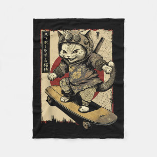 Couverture Polaire Ski Japonais Samurai Chat Tattoo Kawaii Ninj
