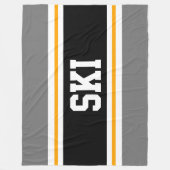Couverture Polaire SKI Large Sporty Gris Noir Jaune Stripes De Course (Devant)