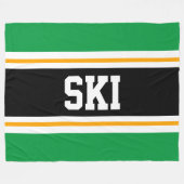 Couverture Polaire SKI vert brillant noir jaune blanc rayures de cour (Devant (Horizontal))