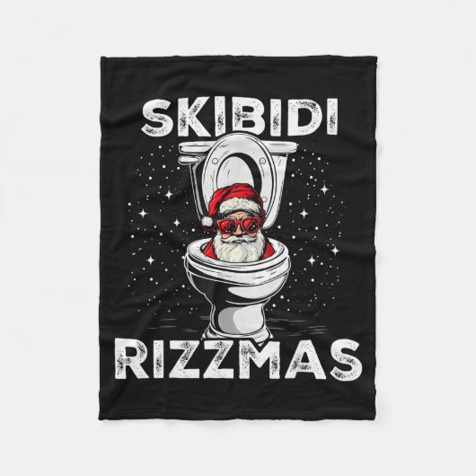 Couverture Polaire Skibidi Rizzmas Funny Toilet Santa White Elephant (Devant)