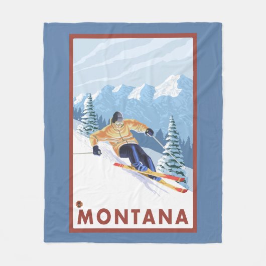 Couverture Polaire Skieur de neige de Downhhill - Montana (Devant)