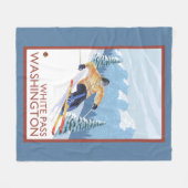 Couverture Polaire Skieur de neige de Downhhill - passage blanc, (Devant (Horizontal))