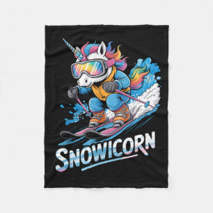 Couverture Polaire Skieur de sport d'hiver licorne de ski drôle de sk