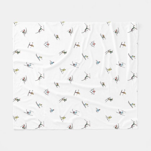 Couverture Polaire Skieurs d'hiver en action Motif (Devant (Horizontal))