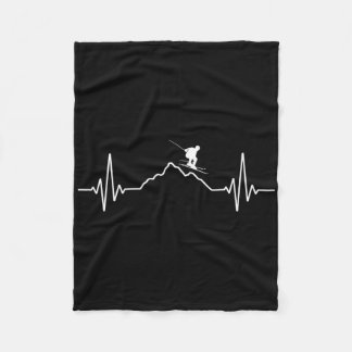 Couverture Polaire Skiing Heartbeat Ski Gift For Skiers _2 