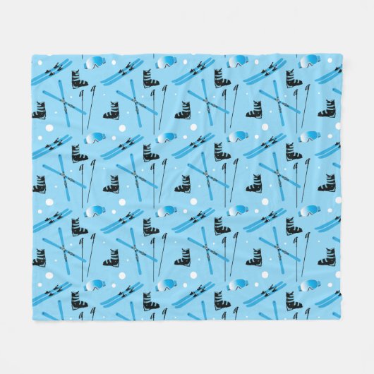 Couverture Polaire Skiing Skis Boots Poles and Goggles Fun Blue (Devant (Horizontal))