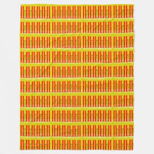 Couverture Polaire Skis rouge sur jaune (Devant)