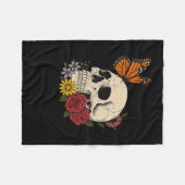 Couverture Polaire Skulls Monarch Butterfly Flowers Halloween Men Wom (Devant (Horizontal))