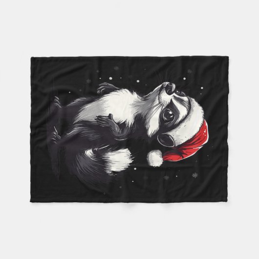 Couverture Polaire Skunk Santa Hat Funny Xmas Skunk Lovers Christmas (Devant (Horizontal))