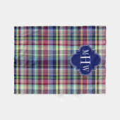 Couverture Polaire Sky Blue Navy Bourgogne Whats Preppy Madras Monogr (Devant (Horizontal))