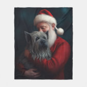 Couverture Polaire Skye Terrier avec Noël Festif du Père Noël (Devant)